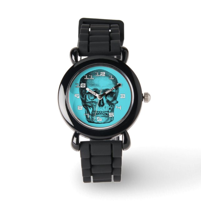 Vintage Skull Blue Background  Watch (Front)