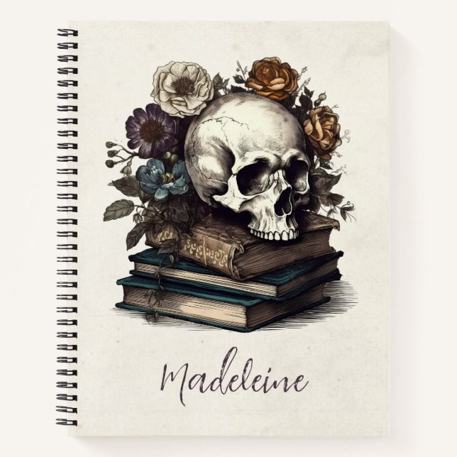 Vintage Skull Books Dark Academia Gothic Halloween (Front)