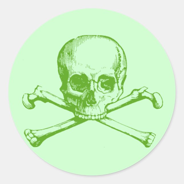 Vintage Skull & Crossbones Classic Round Sticker (Front)