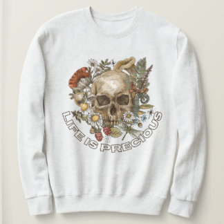 Vintage Skull Floral Sweatshirt “Time Is Precious"