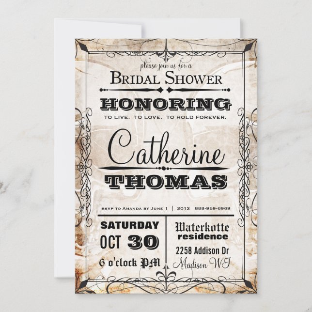 Vintage Skull & Flourishes Wedding  Invitation (Front)