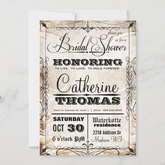 Vintage Skull & Flourishes Wedding  Invitation (Front)