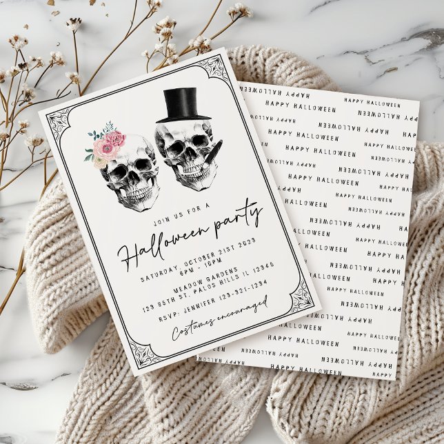 Vintage skull Halloween costume party invitation (Creator Uploaded)