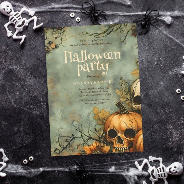 Vintage Skull Halloween Party Invitation (Creator Uploaded)