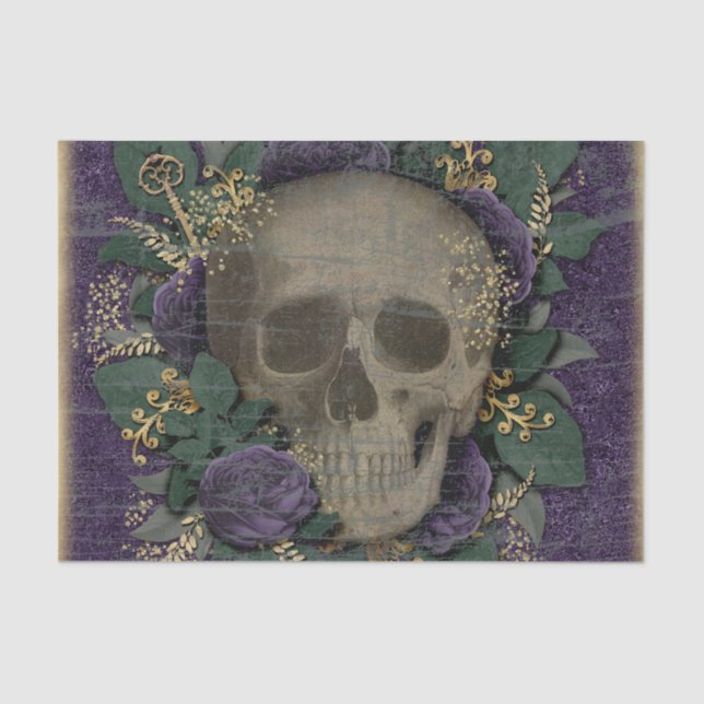 Vintage Skull Halloween Tissue Paper (Front)