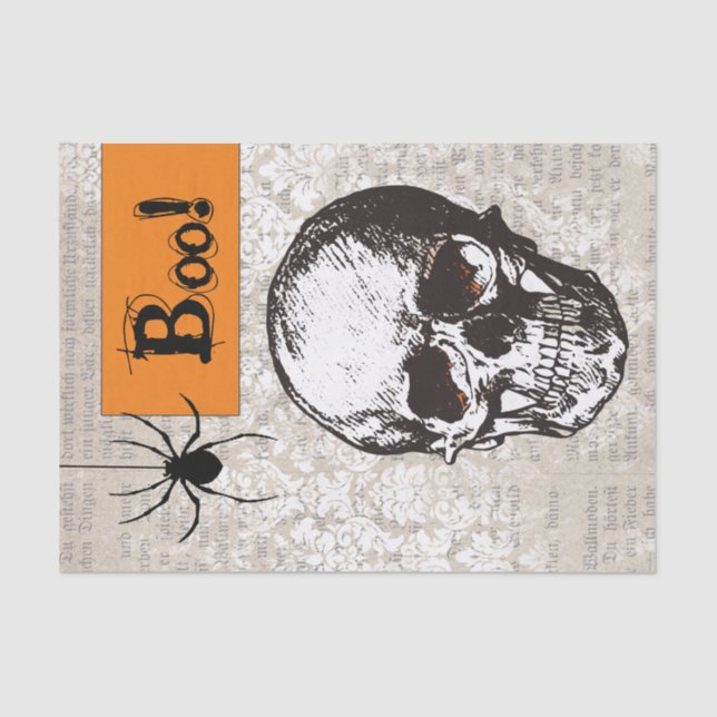 Vintage Skull Halloween Tissue Paper (Front)