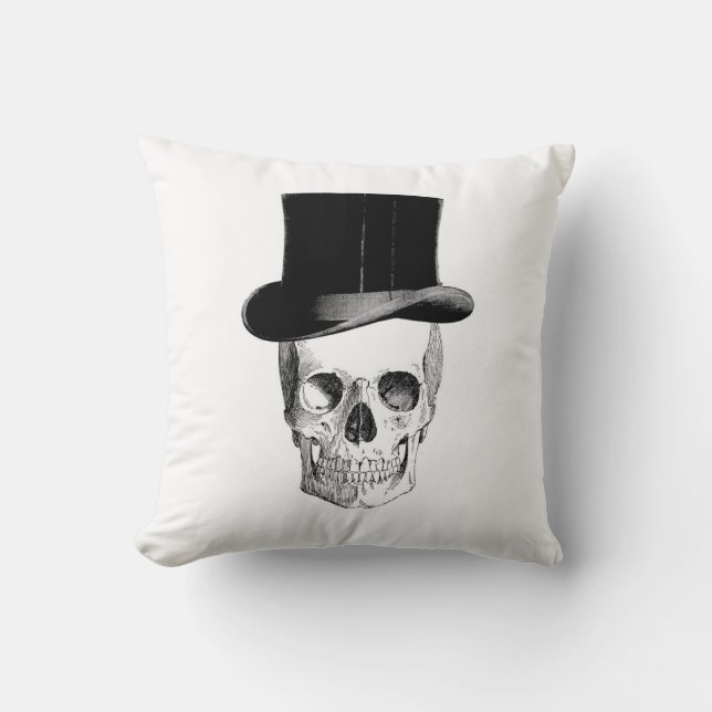 vintage skull illustration with hat cuscion cushion (Front)