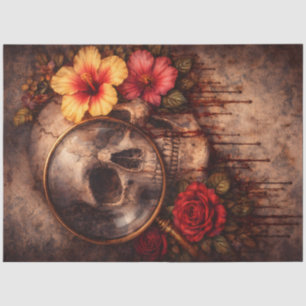 Vintage Skull Magnifying Glass, Gothic Skul Tissue Paper