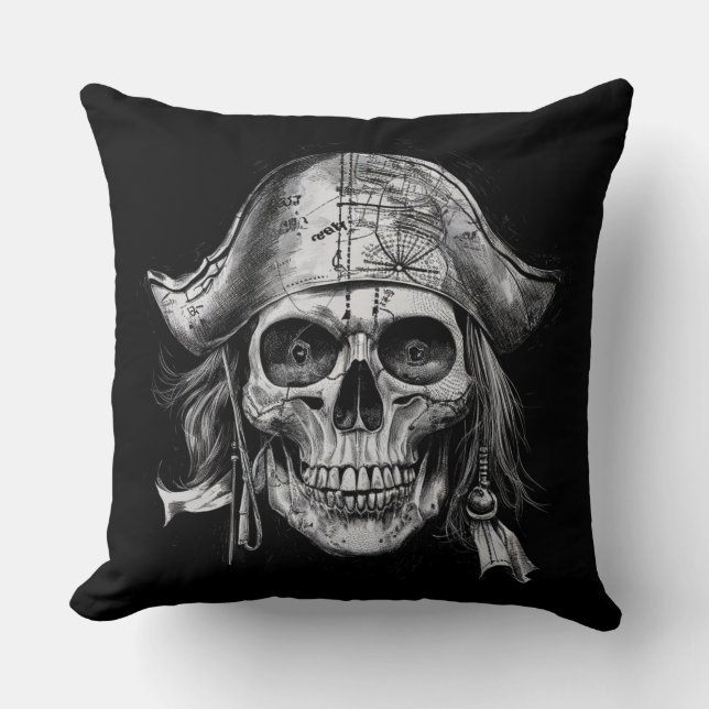 Vintage Skull Pirate Cushion (Front)