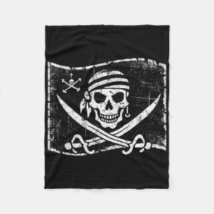 Vintage Skull Pirate Flag Funny Halloween Costume Fleece Blanket