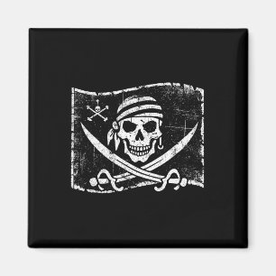 Vintage Skull Pirate Flag Funny Halloween Costume Magnet