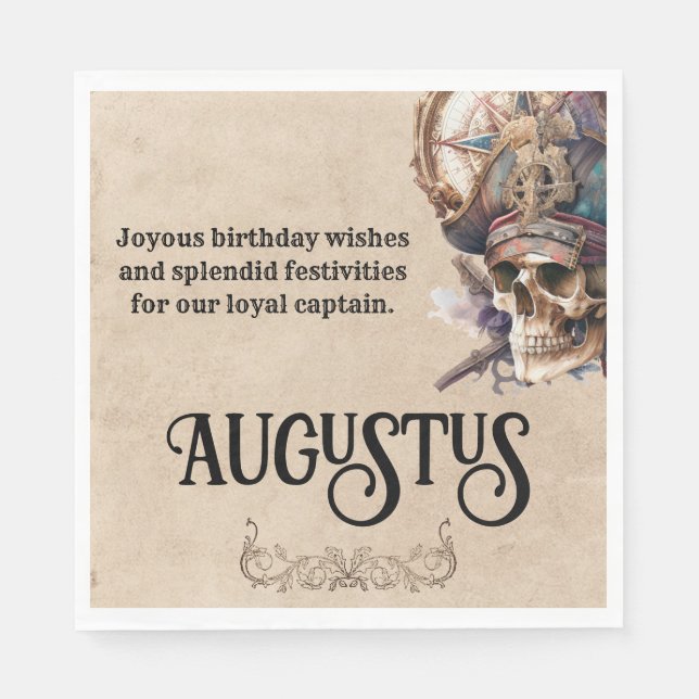 Vintage Skull Pirate Theme Napkin (Front)