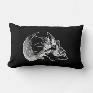 Vintage Skull Profile Illustration Lumbar Cushion