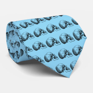 Vintage Skull Profile Illustration Tie