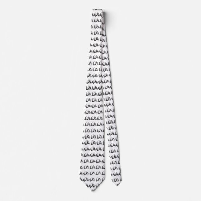 Vintage Skull Profile Illustration Tie (Front)