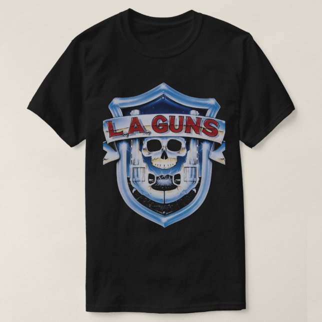 Vintage Skull Revolver Shield Graphic Tee (Design Front)