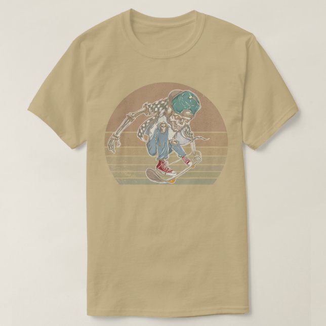 Vintage Skull Skateboarder Skateboard Skateboardin T-Shirt (Design Front)
