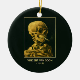 Vintage Skull Smoking – Unique Van Gogh Inspired Ceramic Tree Decoration
