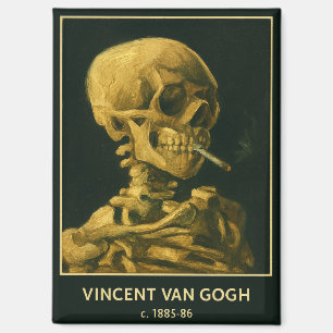 Vintage Skull Smoking – Unique Van Gogh Inspired Magnet