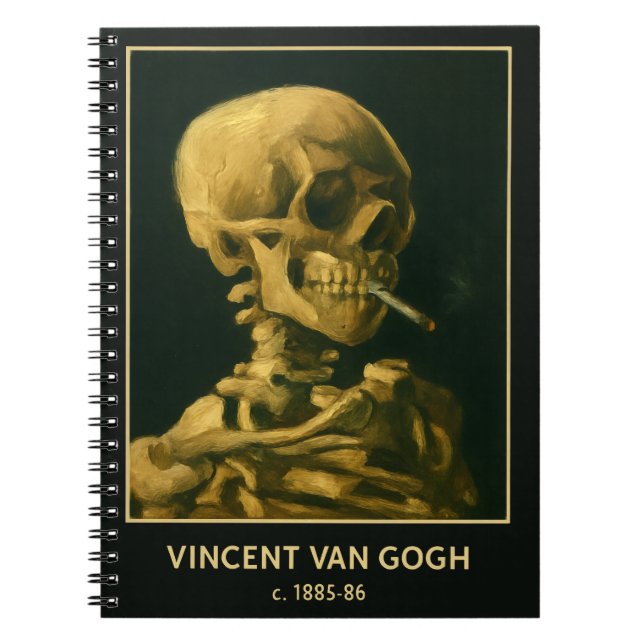 Vintage Skull Smoking – Unique Van Gogh Inspired  Notebook (Front)