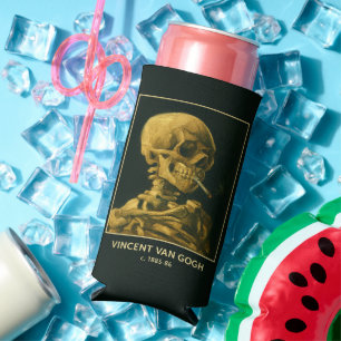 Vintage Skull Smoking – Unique Van Gogh Inspired  Seltzer Can Cooler