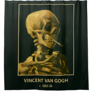 Vintage Skull Smoking – Unique Van Gogh Inspired Shower Curtain