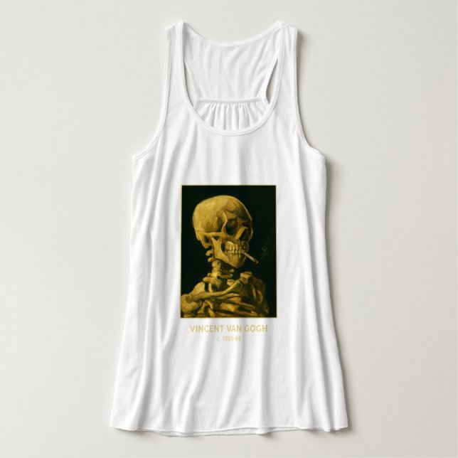 Vintage Skull Smoking – Unique Van Gogh Inspired  Singlet (Design Front)