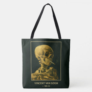 Vintage Skull Smoking – Unique Van Gogh Inspired  Tote Bag