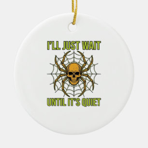 Vintage Skull Spider Funny Halloween T-Shirt Desig Ceramic Tree Decoration