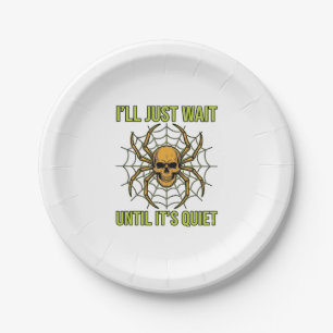Vintage Skull Spider Funny Halloween T-Shirt Desig Paper Plate