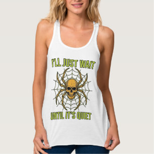 Vintage Skull Spider Funny Halloween T-Shirt Desig Singlet