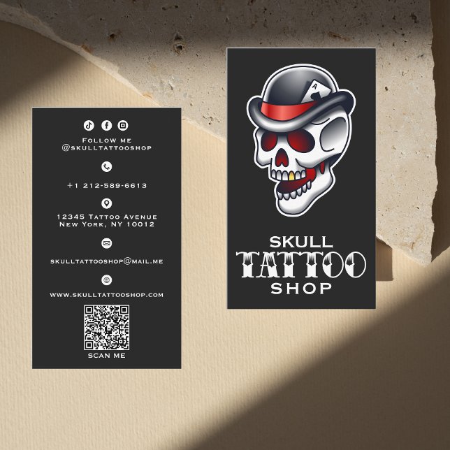 Vintage Skull Tattoo Shop Business Card (Vintage Skull Tattoo Shop Business Card)