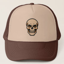 Vintage Skull Trucker Hat Retro Gothic Flame Cap