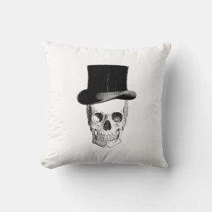 Vintage Skull with Tophat Pillow