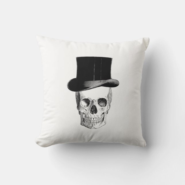 Vintage Skull with Tophat Pillow (Front)