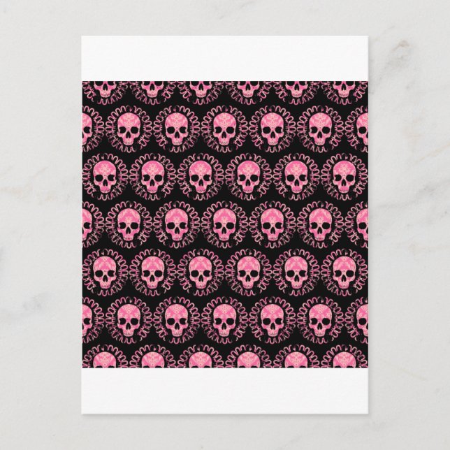 Vintage Skulls Pink and Black Postcard (Front)
