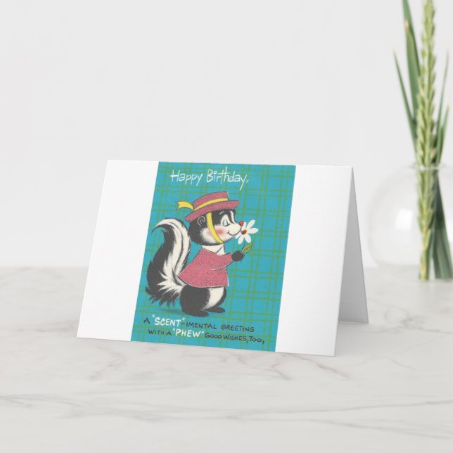 Vintage Skunk Happy Birthday Card (Front)