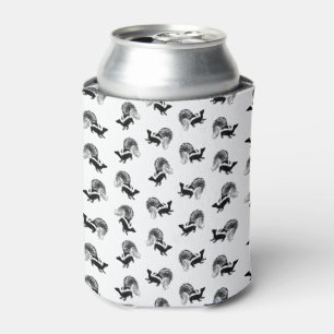 Vintage Skunks Pattern CUSTOM BACKGROUND COLOR Can Cooler