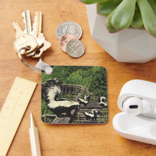 Vintage Skunks, Wild Animals and Forest Creatures Key Ring