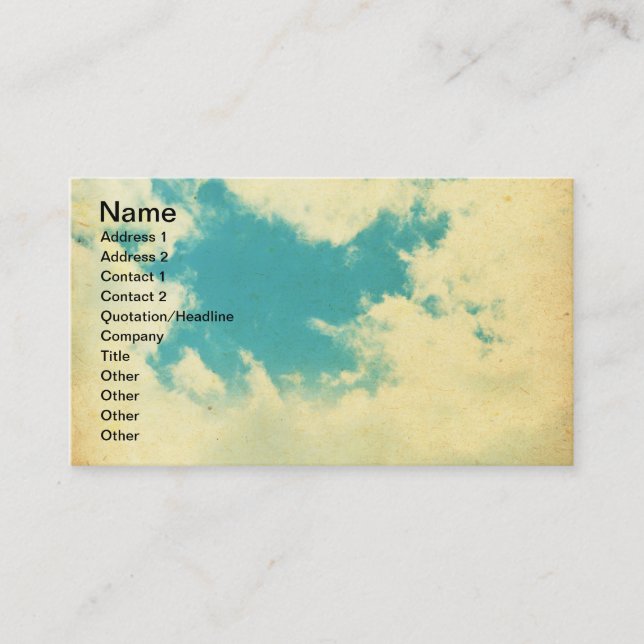 Vintage Sky And Clouds Business Card (Front)