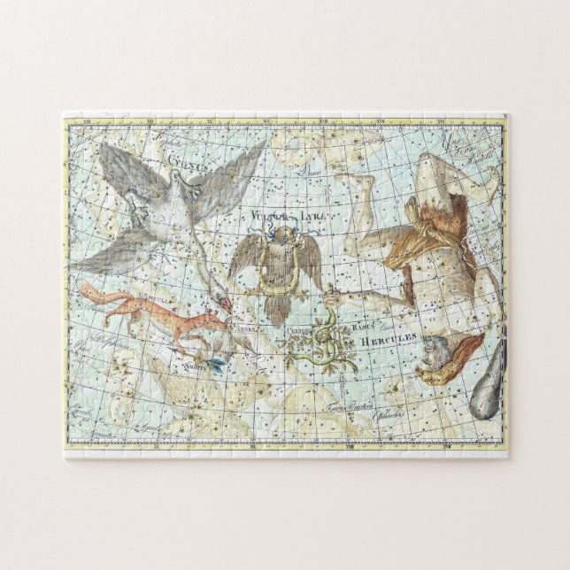 Vintage Sky Map Constellation of Hercules  Jigsaw Puzzle (Horizontal)