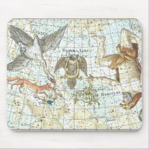 Vintage Sky Map Constellation of Hercules Mouse Pad
