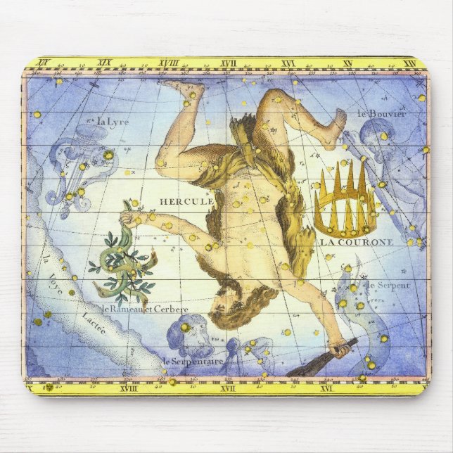 Vintage Sky Map Constellation of Hercules Mouse Pad (Front)