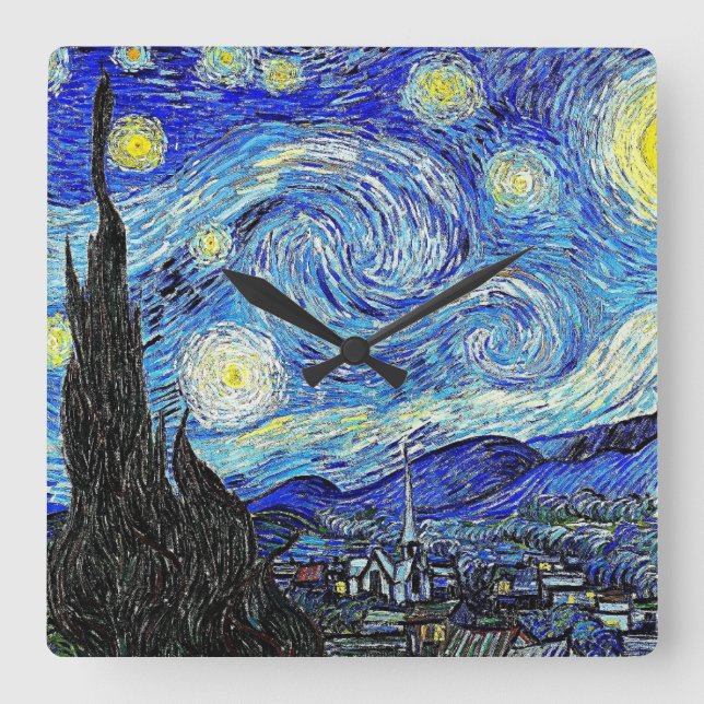 Vintage Sky Night Starry Night Square Wall Clock (Front)