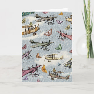 Vintage Sky - Planes and Butterflies Card