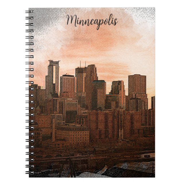 Vintage Skyline Minneapolis Minnesota  Notebook (Front)