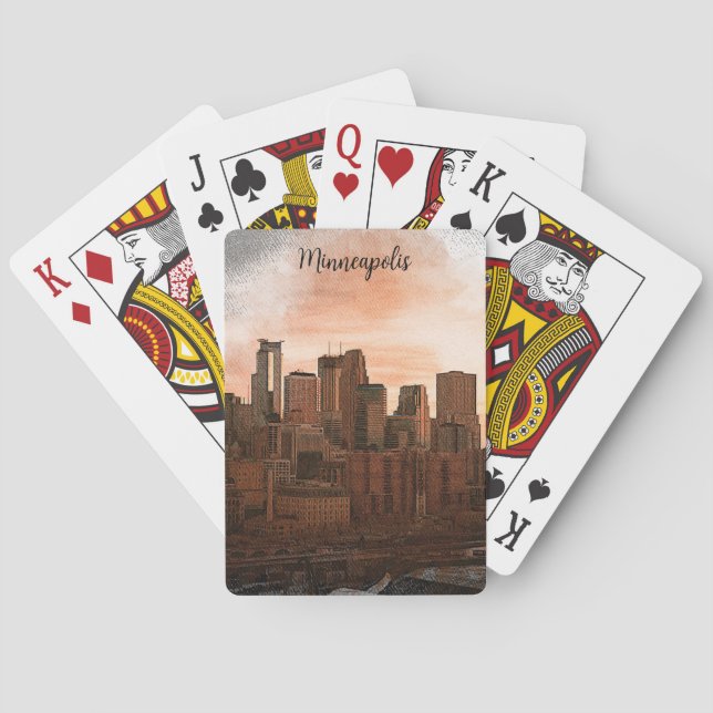 Vintage Skyline Minneapolis Minnesota  Playing Cards (Back)