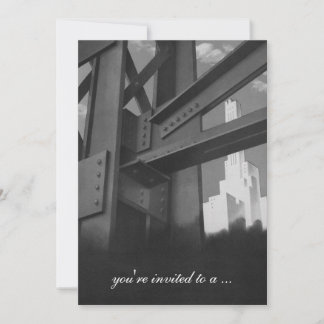 Vintage Skyscraper Building, Retirement Invitation
