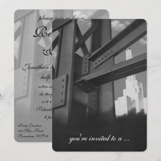 Vintage Skyscraper Building, Retirement Party Invitation