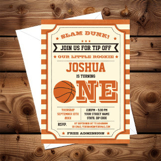 Vintage Slam Dunk 1st Birthday Ticket Invitation